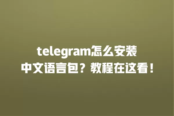 telegram怎么安装中文语言包?教程在这看! 2 telegram怎么安装中文语言包?教程在这看! 二