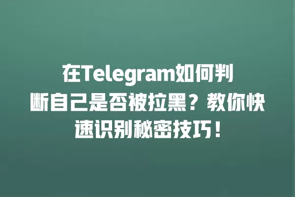 在Telegram如何判断自己是否被拉黑?教你快速识别秘密技巧! 2 在Telegram如何判断自己是否被拉黑?教你快速识别秘密技巧! 二