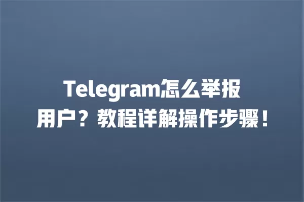 Telegram怎么举报用户?教程详解操作步骤! 2 Telegram怎么举报用户?教程详解操作步骤! 二