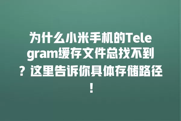 为什么小米手机的Telegram缓存文件总找不到？这里告诉你具体存储路径！ 二