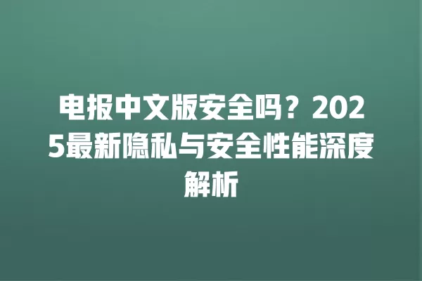 电报中文版安全吗?2025最新隐私与安全性能深度解析 3 电报中文版安全吗?2025最新隐私与安全性能深度解析 二