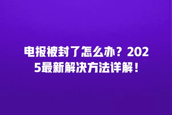 电报被封了怎么办?2025最新解决方法详解! 2 电报被封了怎么办?2025最新解决方法详解! 二